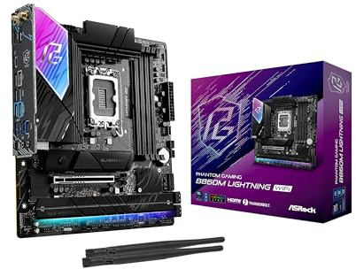 ASRock Phantom Gaming B860M Lightning WiFi 6E Intel Core Ultra B860 LGA1851 DDR5 8933 MHz 256GB M.2 Micro ATX Motherboard Thunderbolt SATA3 6.0 GB/s PCIe 5.0