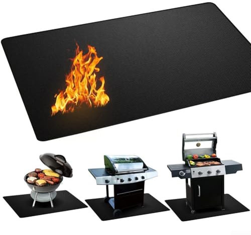 Alfombrilla de barbacoa, alfombrilla antideslizante para parrilla, protector de patio, tapete de chimenea interior, para chimeneas interiores y parrillas al aire libre (122 x 76 cm)