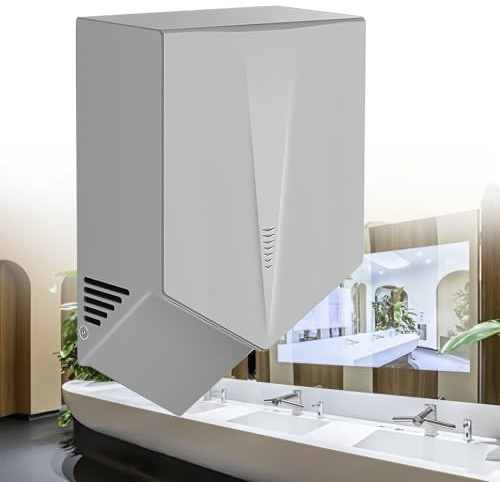 SAIYERUS Asciugamani Elettrico da Parete da 1500 W | Asciugatura in 5-8 Secondi | Asciugamani da Bagno Commerciale - Basso Consumo Energetico con Sensore, Induzione Automatica,Grey