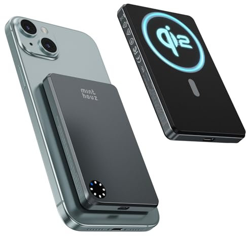 Minthouz Qi2 Magsafe PowerBank,5000mAh Magnetische Power Bank mit 20W USB-C,15W Schnell Ladefähig und Kompatibel mit iPhone 16/15/14/13/12/Pro/Pro Max,Samsung