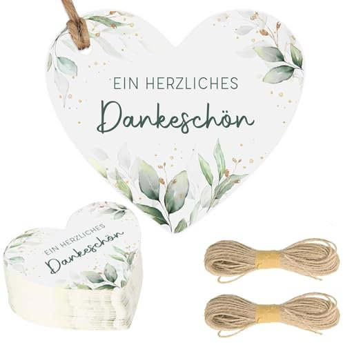 Dankeschön Geschenke Klein, 100 Stück Herzliche Dankeschön Anhänger, Gastgeschenke Konfirmation, Kleines Dankeschön Geschenk, Danksagung Konfirmation, Danke Geschenk, Mit 2 Rollen 5m Juteschnur