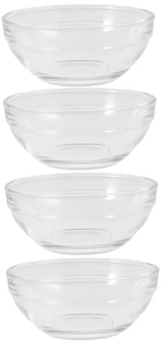 LIFKOME 4pcs Mini Glass Bowls Stackable Dipping Bowl for Sauces Small Prep Dishes Glass Dish for Kitchen Condiments Spices and Portions
