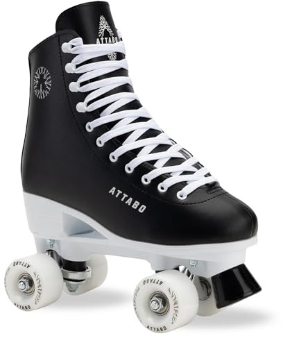 ATTABO Serena Damen Rollschuhe in Eco Leder, ABEC-3 Lager, PP Rahmen und Aluminium Kufe, 54×32 mm PU 82A Räder, TPU Bremse, Klassische Schnürung, Sicher und Stylisch