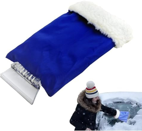 WUYJI Ice Scrapers, Raschietto per ghiaccio per auto 1 pezzo con guanti, guanti impermeabili per raschietto per ghiaccio per auto adatti a finestrini e parabrezza (blu)