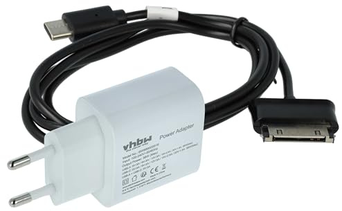 vhbw Set ricarica da 2 pezzi compatibile con Samsung Galaxy Tab 2 10.1 GT-P5100 16G, 2 10.1 GT-P5100-1x alimentatore, 1x cavo USB C