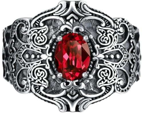 sigillring, 1CT 5X7 MM Oval Ädelstensring 925 Sterling Silver Tumring med Lillfinger Graverad Gotisk Punk Dam Storlek UK I-Z+6