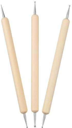 ibasenice Set 3 Pezzi Strumento per Scultura in Argilla Palette in Legno e Acciaio Inox per Embossing e Dettagli Precisi, Utensile per Modellare Ceramica