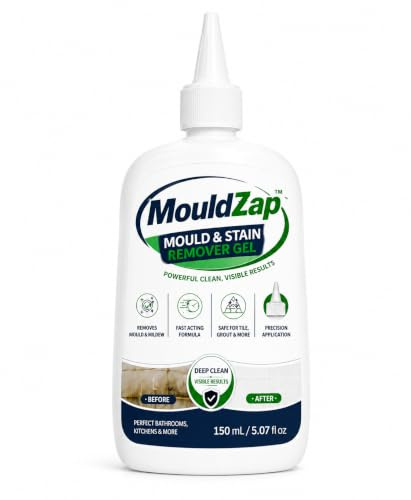 MouldZap Mould & Stain Remover Gel 150ml – Fast Acting Cleaner for Bathroom Silicone, Tile Grout & Kitchen Sealant – Removes Mould, Mildew & Black Stains with Precision Nozzle