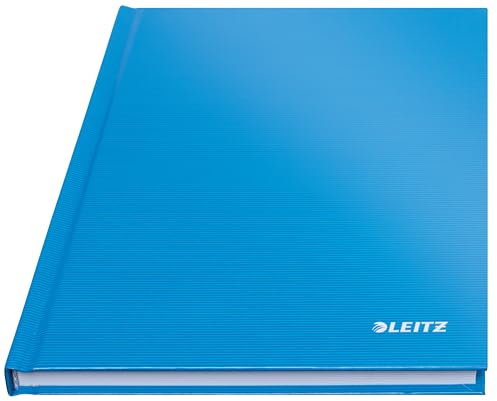 Leitz A5 Notizbuch kariert, 160 Seiten, 80 Blatt FSC zertifiziertes 80 g/m² Papier, Stabiler, kratzfester Hardcover-Einband, Für Büro, Schule oder als Tagebuch, Solid Serie, Hellblau, 46660030