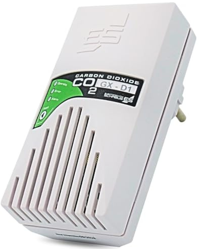 Schabus 300251 CO2-Warngerät GX-D1 mit Internem NDIR-Sensor Detektiert Kohlendioxid, Optischer und Akustischer Alarm, Steckdosengerät für Büro, Schule und Innenräume für eine Gesunde Luftqualität