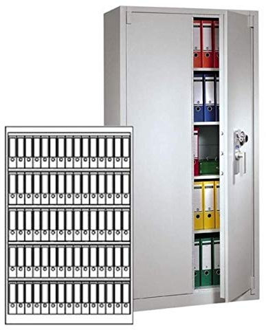 Müller Safe BS 1400 Stahlbüroschrank, Doppelbartschloss mit 2 Schlüsseln, H195xB126xT55 cm, 215 kg