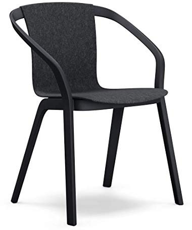 Sedus se:Mood, eleganter Besucherstuhl, ideal für Co-Working Bereiche, Kantinen und Aufenthaltsbereiche, Gestell: Schwarz, Filzbezug Anthrazit