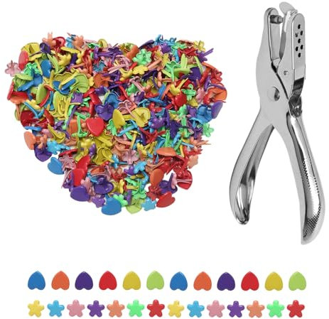 200 Stücke Mini Brads Bunt, Musterbeutelklammern mit Lochzange Papier, Musterklammern Klein für Scrapbooking Büro Papier Basteln Handwerk DIY