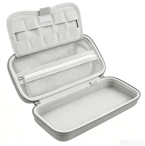 BOVKE Switch Case - Hard Protective Tragetasche mit Spielkassetten-Aufbewahrung & Playstand-Funktion, Extra Mesh Pouch für Nintendo Zubehör, Grau