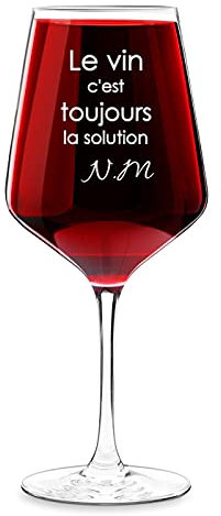 Maverton Verre à Vin en Cristal pour l’homme - 530ml - Verre Personnalisé à Vin Rouge et Blanc - Cadeau d’anniversaire pour amateur de vin - Solution