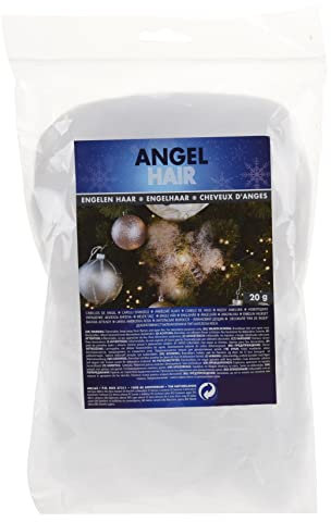 MIJOMA Cheveux d'ange/de fée, finement bouclés, pour décoration de noël, guirlande de sapin, blancs, 20 g
