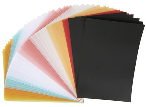 Pssopp 50 Sheets Coloured Vellum Paper A5 5.9 x 8.3 inch Translucent Printable Paper for Printing, Tracing, Drawing, Sketching, Wedding Invitations, DIY Crafts
