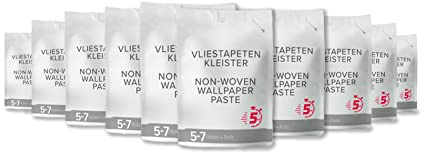Engrudo para papel pintado no tejido – cola de alta calidad para aprox. 60 rollos de papel pintado – muy duradero – excelente fuerza adhesiva – se seca sin manchas – 10 paquetes de 200 g