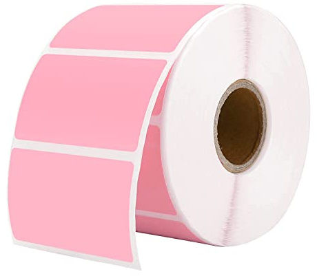 MUNBYN 57x32mm Thermodirekt-Etiketten, Selbstklebend Adressaufkleber, Quadratisches Etiketten für Thermo-Etikettendrucker-1 Rolle,1000 Etiketten Rosa
