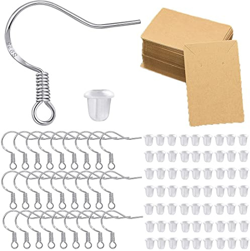SULIUDAJI 250pcs Ohrringe Selber Machen Set mit 925 Silber Ohrhaken Ohrring Verschlüsse und Biegeringe Schmuck Basteln Zubehör für DIY Ohrhänger Schmuckherstellung