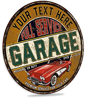 Chico Creek Signs Personalized Garage Sign, Full Service, Auto Shop, Den, Wall Decor, Mechanic, Vintage Sign Dad Gift 100142002005