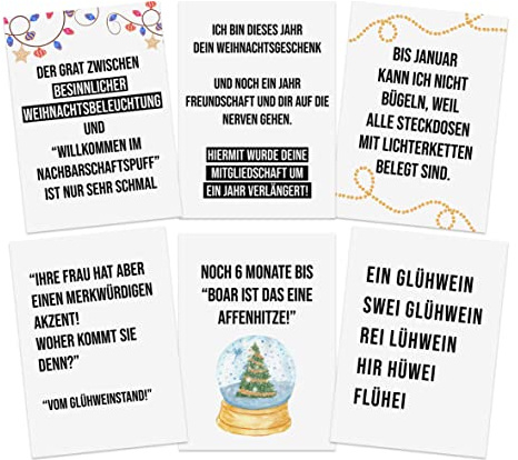 Sarkastische Weihnachtskarten lustig Set 6-teilig Postkarten Weihnachten