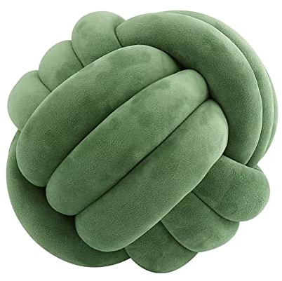 VFDC Coussin nœud, coussin de canapé, coussin décoratif noué, coussin rond noué, nœud décoratif, boule de coussin, vert, 20 cm