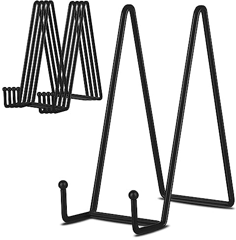 5 20 cm svart metallplatta hållare för bild, dekorativ tallrik,