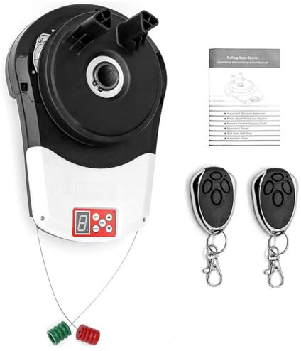TAHALI Motor de apertura automática de puerta enrollable 800N, con 2 mandos a distancia, distancia de 164 pies, para garaje, almacén, tienda, granjero, granja