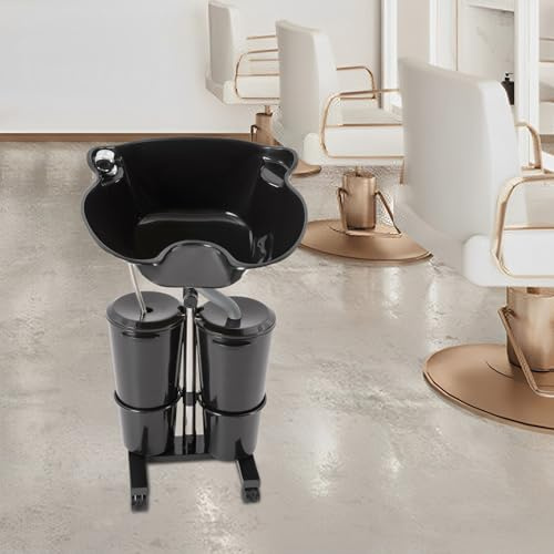 Friseur Waschbecken Mobil Waschplatz Haarwaschbecken Kopfwaschbecken Mit Pump RüCkwäRtswaschbecken Mobiles Einstellbare HöHe Winkel Friseurwaschbecken Schwarz Salon Quadrat Ergonomischen Design Kann