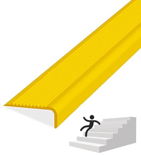 Treppenkantenprofil Selbstklebend 40x15mm, Antirutsch-Profil Treppenprofile Kantenschutz Winkelprofil aus Kunststoff für Treppenstufen Treppen(Yellow,600cm)