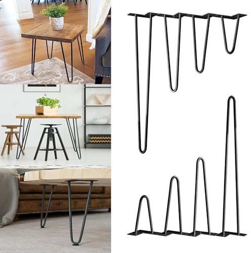 Suusolny 4X Hairpin Legs DIY Tischbeine Metall Tischgestell Tischkufen Austauschbare Schrank und Tisch Möbelfüße Tisch-Füße für Esstisch Schreibtisch Schrank & Hocker - 61cm hoch, 2-Streben