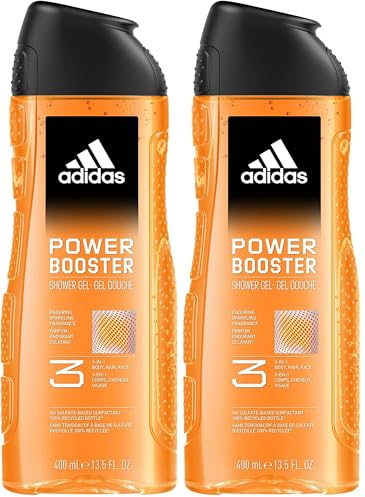 Adidas - Power Booster Shower Gel, gel de ducha 400 ml (Paquete de 2)