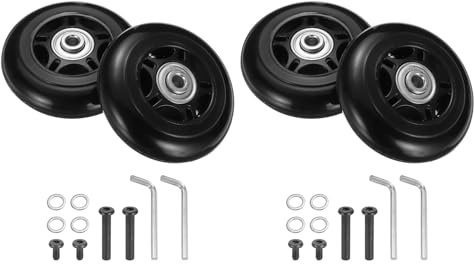 sourcing map 2 Stück Gepäckrollen Ersatz 72 x 24 mm Gummi Lenkrollen Lager Rollen Reparatursätze für Koffer Inline Outdoor Skate, Schwarz