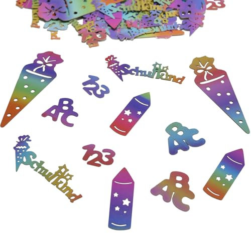 100 Stück Einschulung Deko Konfetti Bunt Tischdeko Schulanfang für Jungen & Mädchen Streudeko für Schuleinführung Schulkind Deko für Einschulung Party
