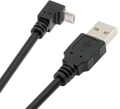 NFHK Câble de Charge de données coudé à 90 degrés Micro USB 5 Broches vers USB 2.0 Type-A pour téléphone, Tablette, Appareil Photo 150 cm