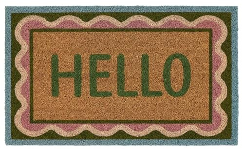 My Mat Printed Coir Doormat, Perfect for Indoor and Outdoor Use, Large Welcome Mat for Front Door, Entryway and Patio Printed Coir Hello Scallop