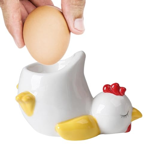 Bkljkf Coquetier à œufs | Adorable poulet/forme de poulet en céramique | Support de tasse à œufs | Support d'exposition sûr au lave-vaisselle, décoration d'animaux amusante pour les faveurs de fête