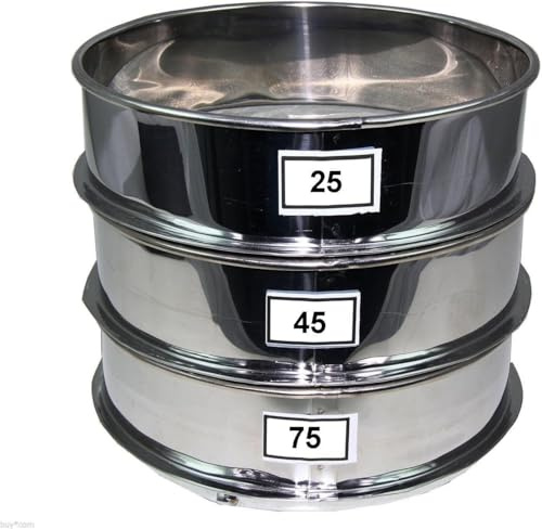 E-ONSALE Aluminium-Kräuterpollen-Extraktor, stapelbares Sieb, feines Netz, Edelstahl, rundes Sieb zum Backen, Mehlsieb, Extraktion, Kräuter, Tee, Pulver 66, 96, 120 Mikron Set (25, 45, 75)