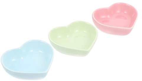 Lurrose 3 pezzi Ciotole in Ceramica Forma di Cuore per Animali Domestici Contenitori Sicuri per Cibo Criceti e Roditori Vaschette Rialzate Facili da Pulire e Conservare Capacità per