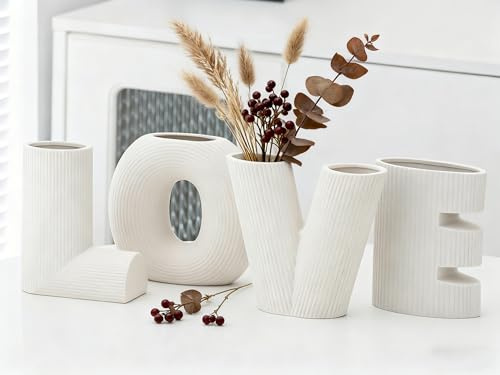 VASETOPIA Vase Décoratif en Céramique - Lot de 4 Petits Vases Moderne Minimalisme, Chambre à Coucher, Bureau, Salon (07 Blanc)