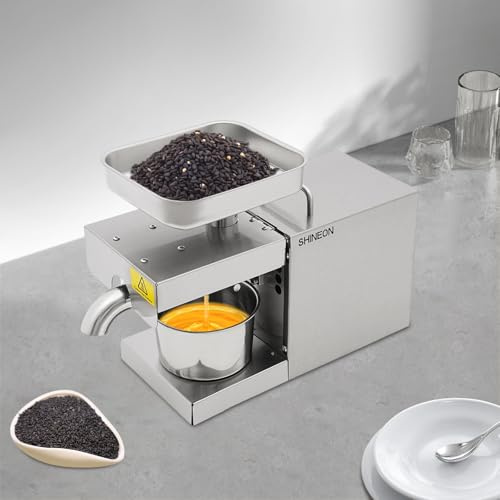 Presse à huile automatique en acier inoxydable, contrôle de la température, avec bac collecteur d'huile pour noix, graines, noix de coco, lin, cacahuète, castor, chanvre, perilla 220 V, 610 W