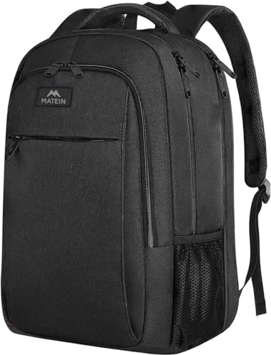 MATEIN Travel Laptop Backpack, Work Bag Lightweight Laptop Bag, Rucksack for Men Work, Anti Theft Business Backpack, Water Resistant School Rucksack Gift for Men and Women, Fits 18.4 Inch, Black