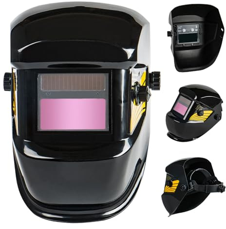 Casque de soudage à obscurcissement automatique, masque de soudeur à énergie solaire, capot soudage réglable résistant la chaleur avec casque rabattable 180 °, obscurcissement automatique