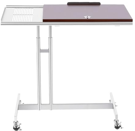 Jectse Scrivania per Laptop con Ruote, Scrivania in Piedi Regolabile in Altezza, Tavolino in Legno con Ruote, Tavolo da Lavoro Portatile Mobile per Casa, Divano, Divano