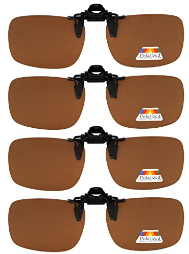 Eyekepper flip-up clip-on solglasögon polariserade 60 x 43 mm 4-pack metallglasögon klämma En storlek 4pcs-brown