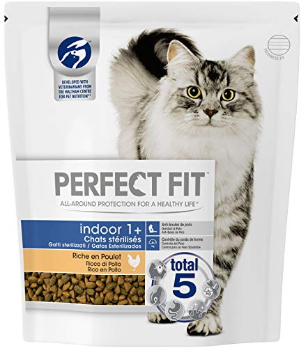 Perfect Fit Indoor - Sterilisiertes Indoor-Katzenfutter für Erwachsene, reich an Hühnern, 1 Beutel mit 1,4 kg