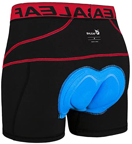 BALEAF Cykelshorts för män, 4D-vadderade mountainbikeunderkläder, andningsbara innerbyxor för cykling, röda, storlek M
