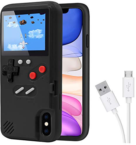 DIKKAR Game Case für iPhone, Retro-Schutzhülle mit Eigener Stromversorgung,36 Kleine Spiele,Farbdisplay,Videospieletui für iPhone X/Xs (Schwarz)