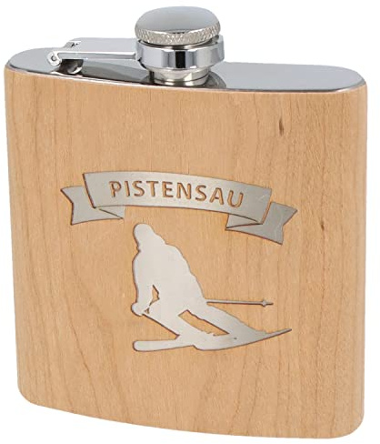 Spruchreif | Flachmann aus Edelstahl mit Gravur „Pistensau“ – Originelles Geschenk für Ski- & Snowboard-Fans | Perfekt für Après-Ski & Winterabenteuer